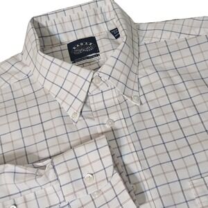 EAGLE SHIRTMAKER DRESS Stretch Collar SHIRT-17.5 Plaid 32/33 Non-iron Oxford